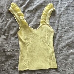 Maeve by Anthropologie Yellow Ruffled Women's Top